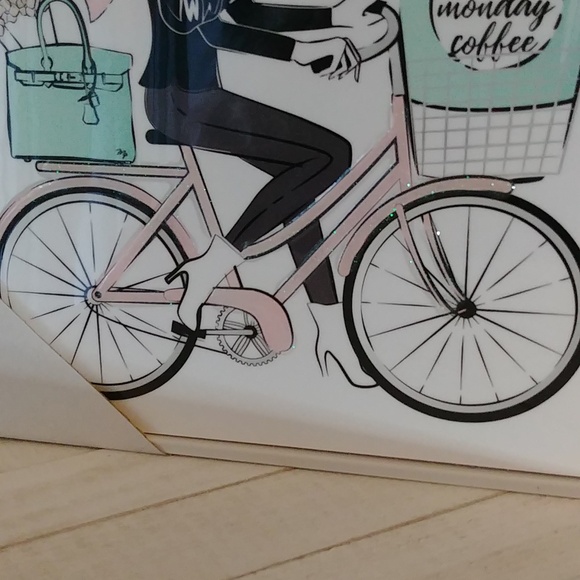 NEW Bicycle and Coffee Themed Glossy Glitter Framed Photo Décor - Picture 7 of 8